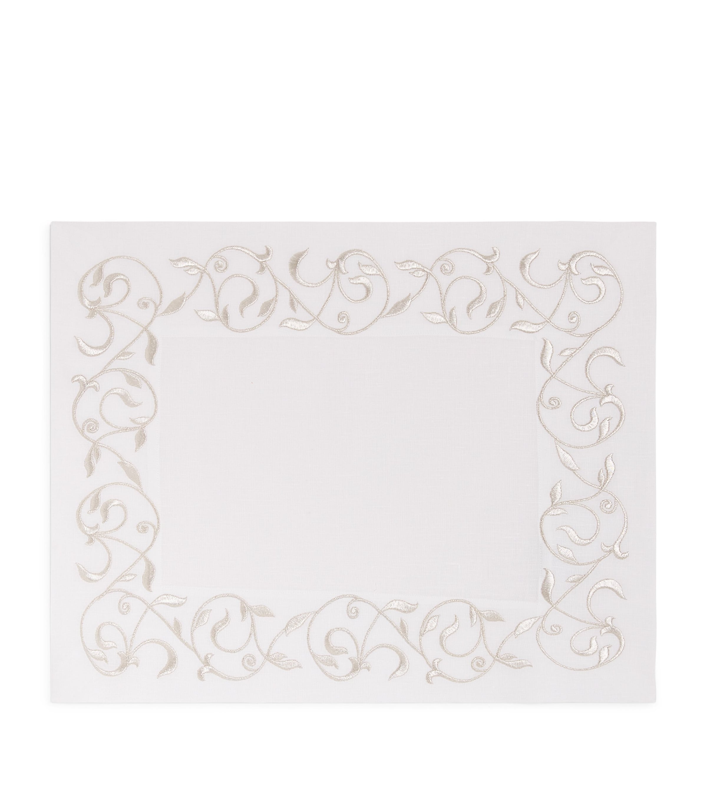 Dea linen embroidered scroll placemat 35cm x 50cm - British product