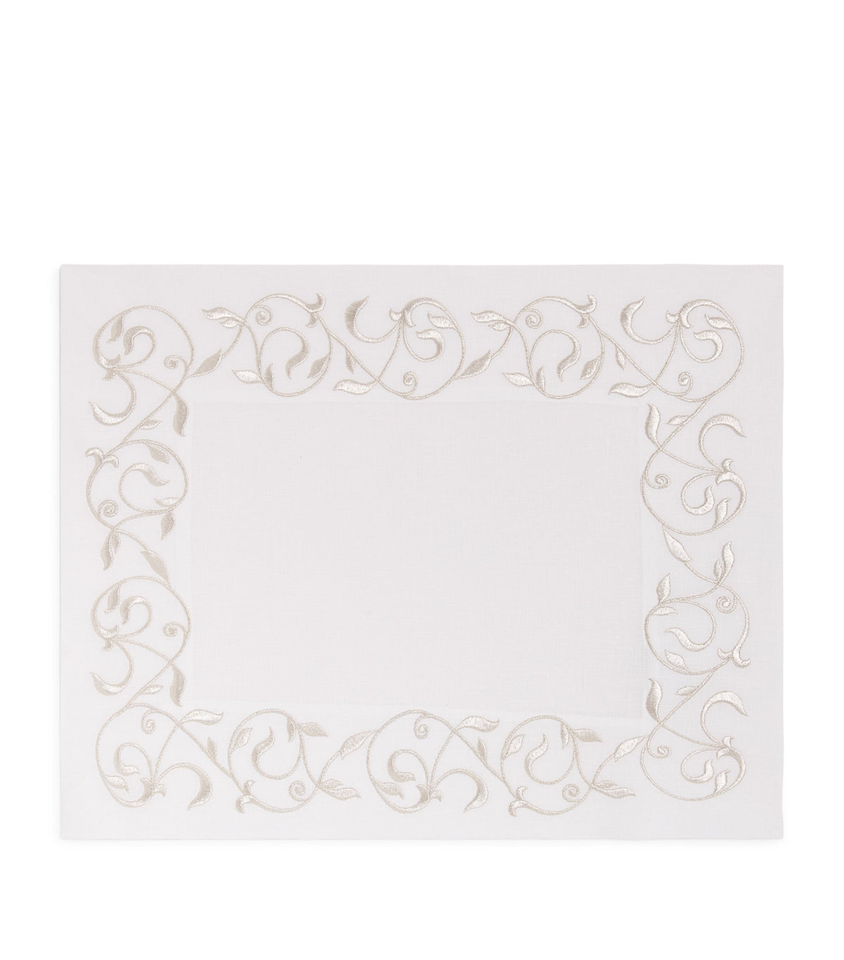 Dea linen embroidered scroll placemat 35cm x 50cm - British product