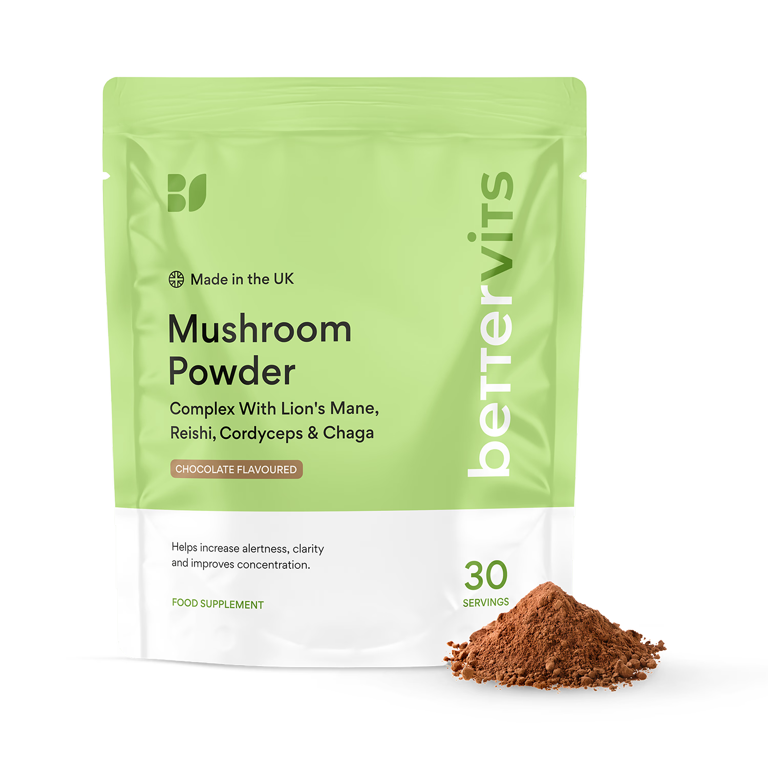 Bettervits Mushroom Complex Lion's Mane Reishi Cordyceps 30 servings, imported from the UK