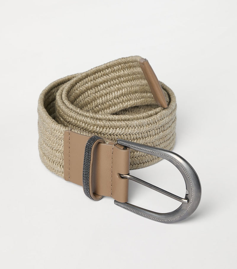 Brunello Cucinelli linen blend braided belt with monili beads - British product