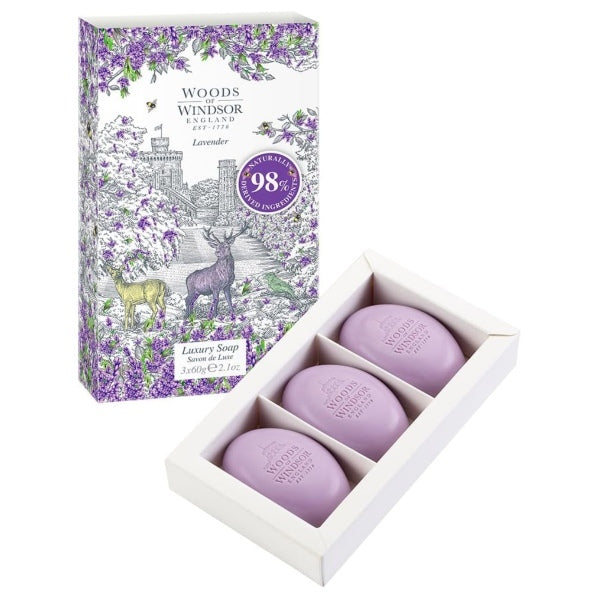 Woods of Windsor lavender soap bars 3 x 60g (British brand)