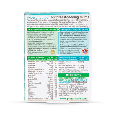 Vitabiotics Pregnacare Stillzeit Postnatales Nahrungsergänzungsmittel 84 Tabletten