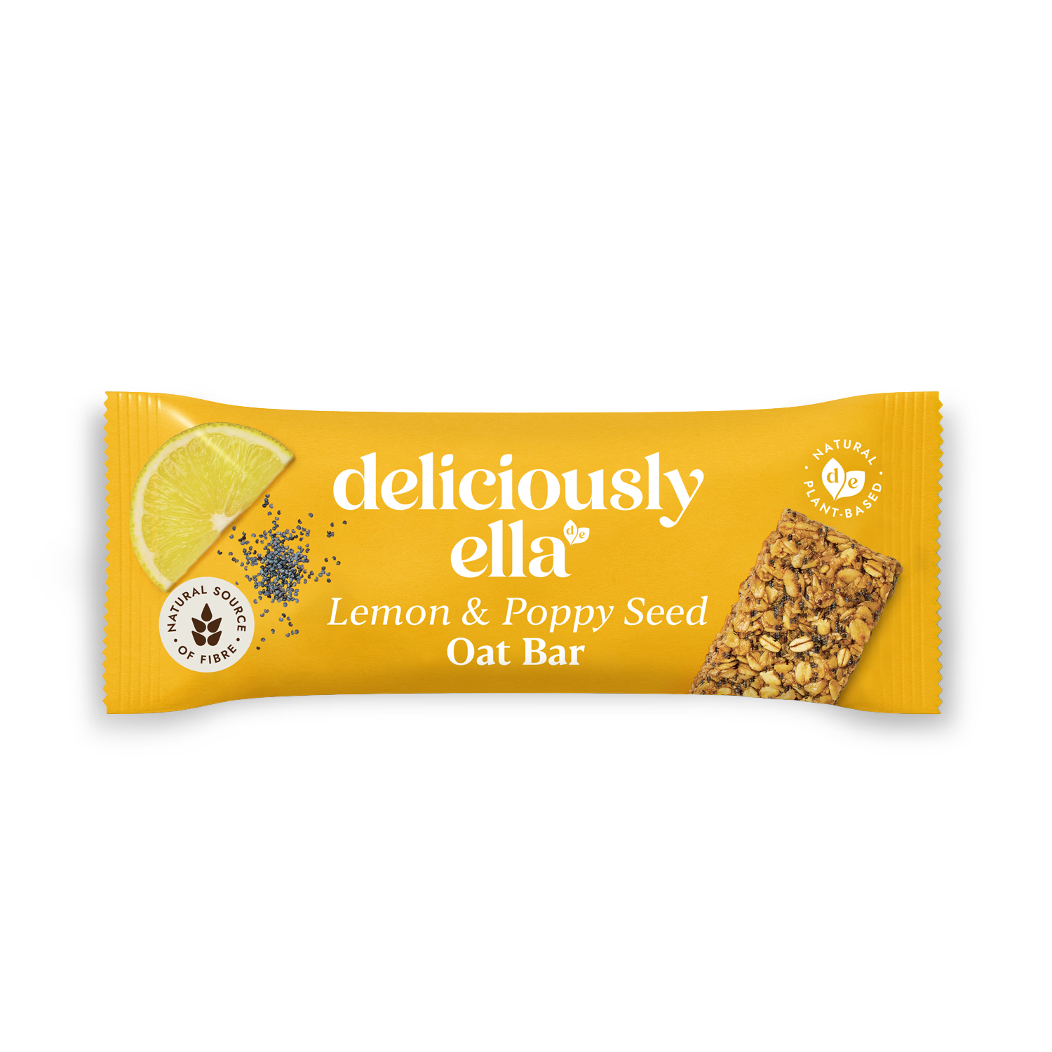 Deliciously Ella lemon poppy seed oat bar 50g, imported from the UK