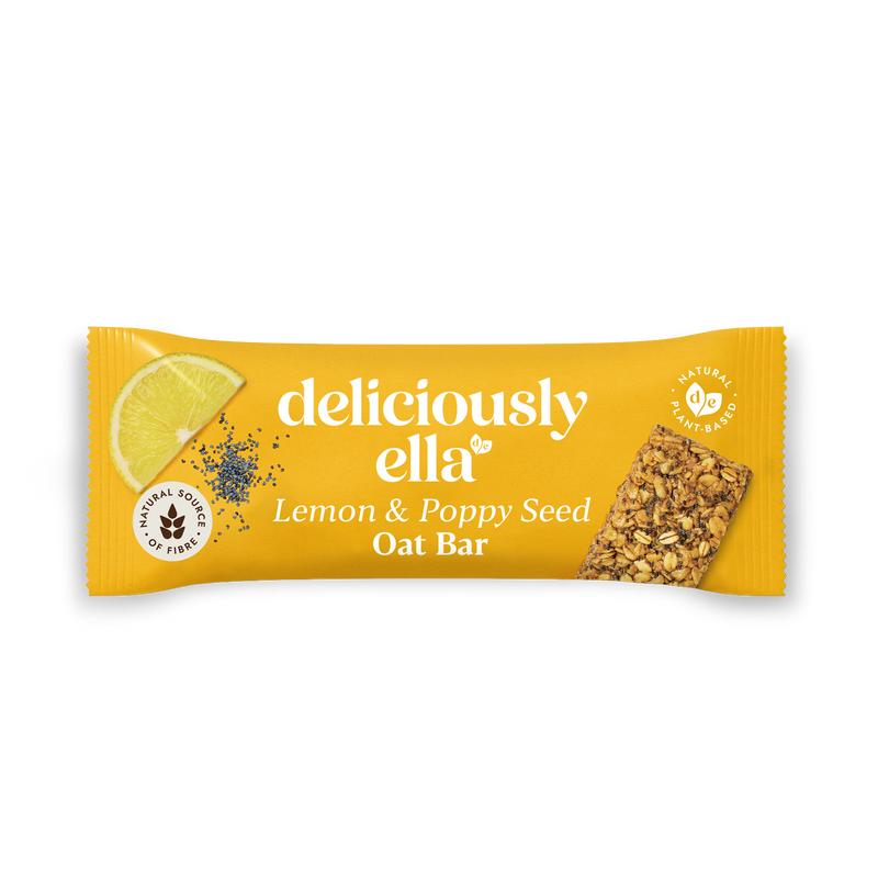 Deliciously Ella lemon poppy seed oat bar 50g, imported from the UK