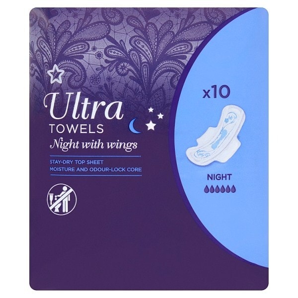 Superdrug Night Ultra Towel with wings x 10 GOODS Superdrug   