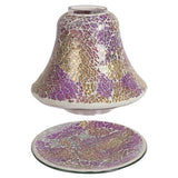 Purple gold crackle candle shade and tray 16cm 15cm (British brand)