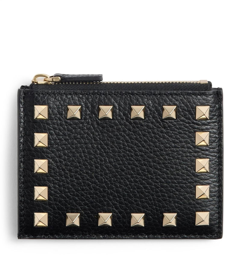 Valentino Garavani leather coin and card holder with Rockstud trim (British brand)