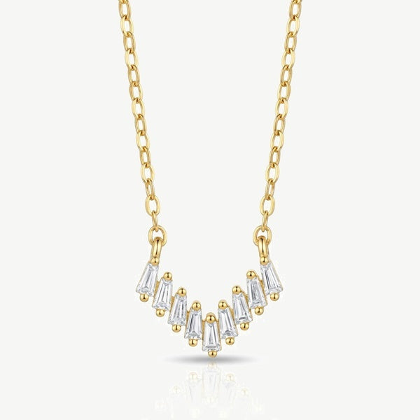 MUCHV Baguette Bar Necklace 14k gold or silver, imported from the UK
