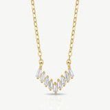 MUCHV Baguette Bar Necklace 14k gold or silver, imported from the UK