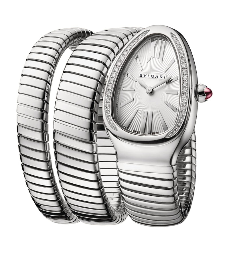 Bvlgari stainless steel Serpenti Tubogas diamond watch 35mm, imported from the UK