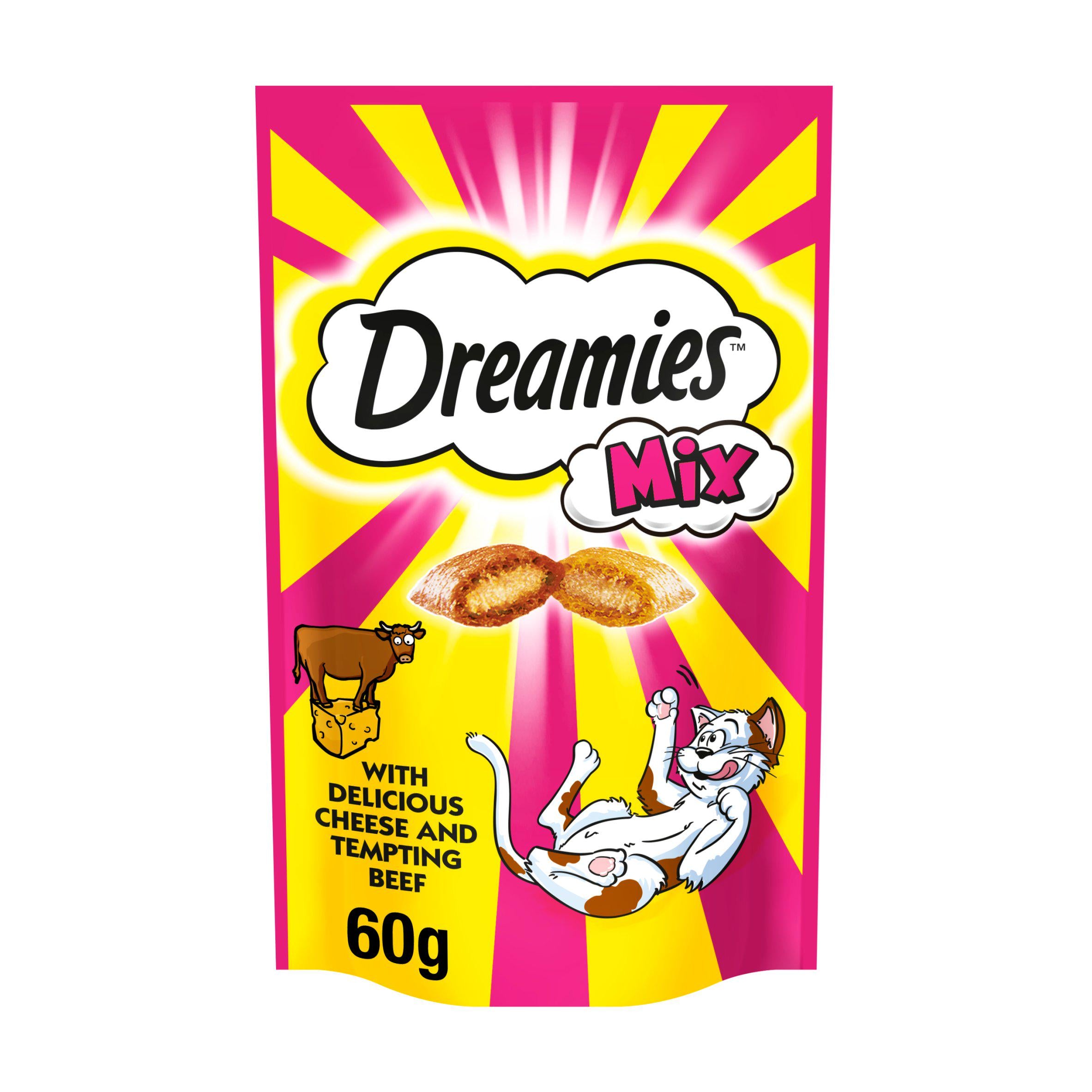 Dreamies Pride Mix Cat Treat Biscuits with Cheese & Beef 60g Cat Food & Accessories Sainsburys   