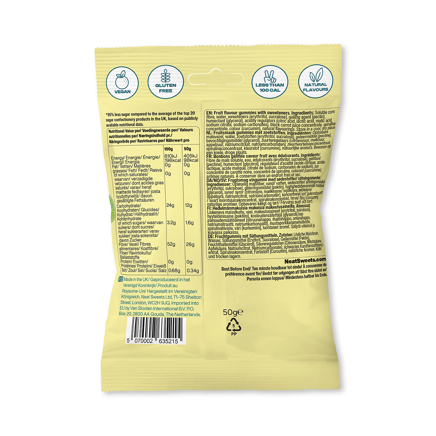 Neat Sweets gummy bears sour citrus 50g - British product