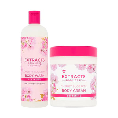 Superdrug Extracts Cherry Blossom Body Bundle Lotion and Wash Cream Size- Buy online at McGrocer