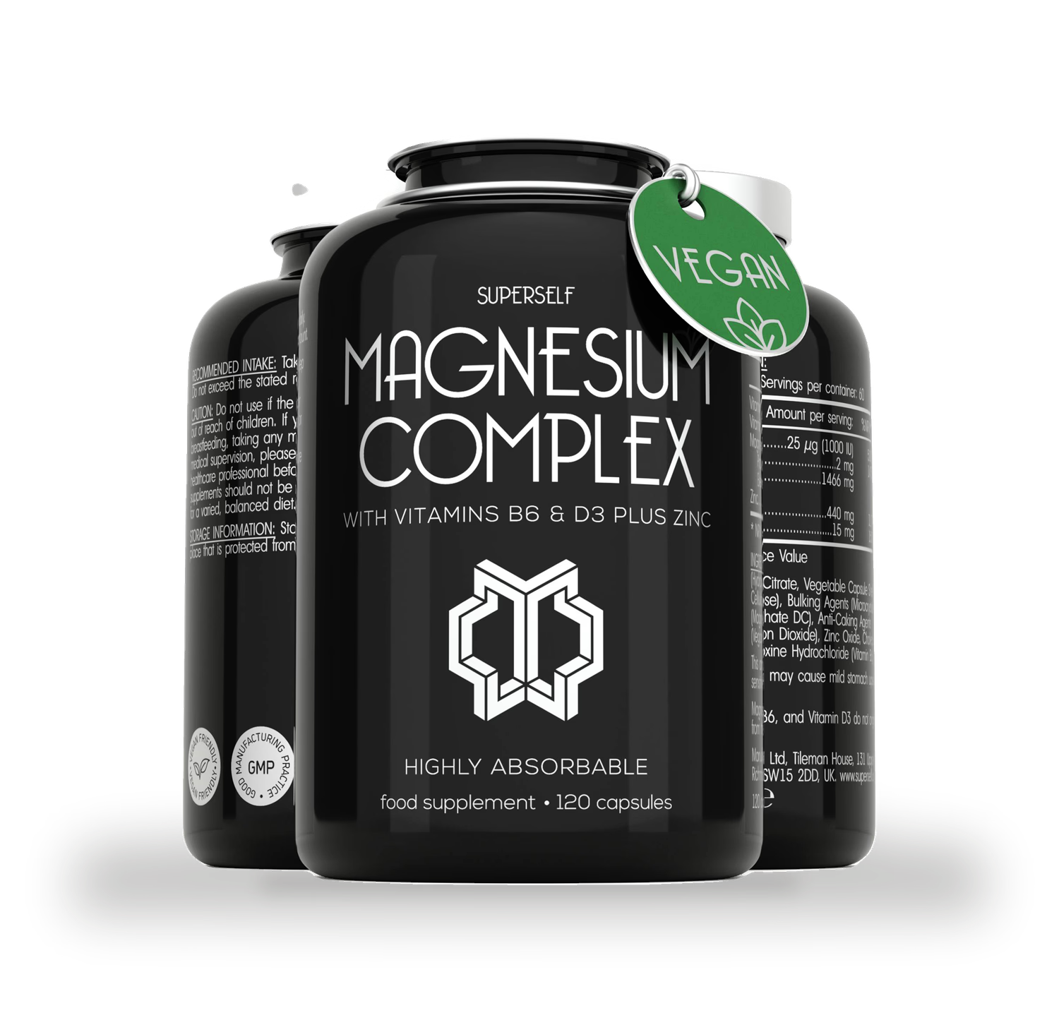 SuperSelf Magnesium Complex with zinc and vitamins D3 B6 120 capsules, UK version