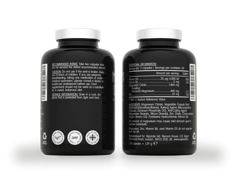 SuperSelf Magnesium Complex with zinc and vitamins D3 B6 120 capsules, UK version