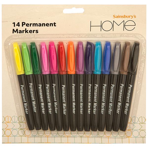 Sainsbury's Home Coloured Permanent Markers 14pk GOODS Sainsburys   