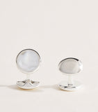 Deakin & Francis sterling silver mother-of-pearl round cufflinks, imported from the UK