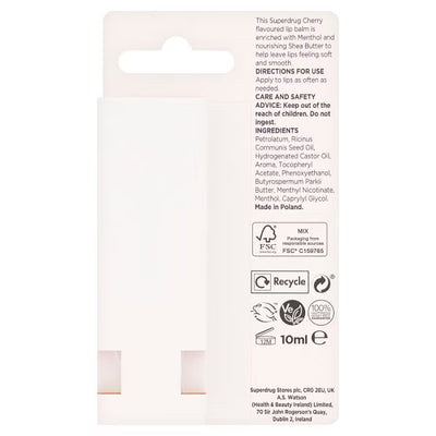 Superdrug Superdrug Softening Cherry Lip Balm 10ml- Buy online at McGrocer
