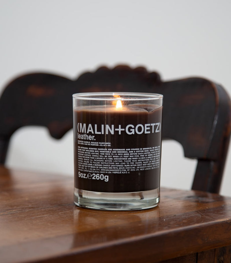 MALIN+GOETZ leather scented candle 260g, imported from the UK