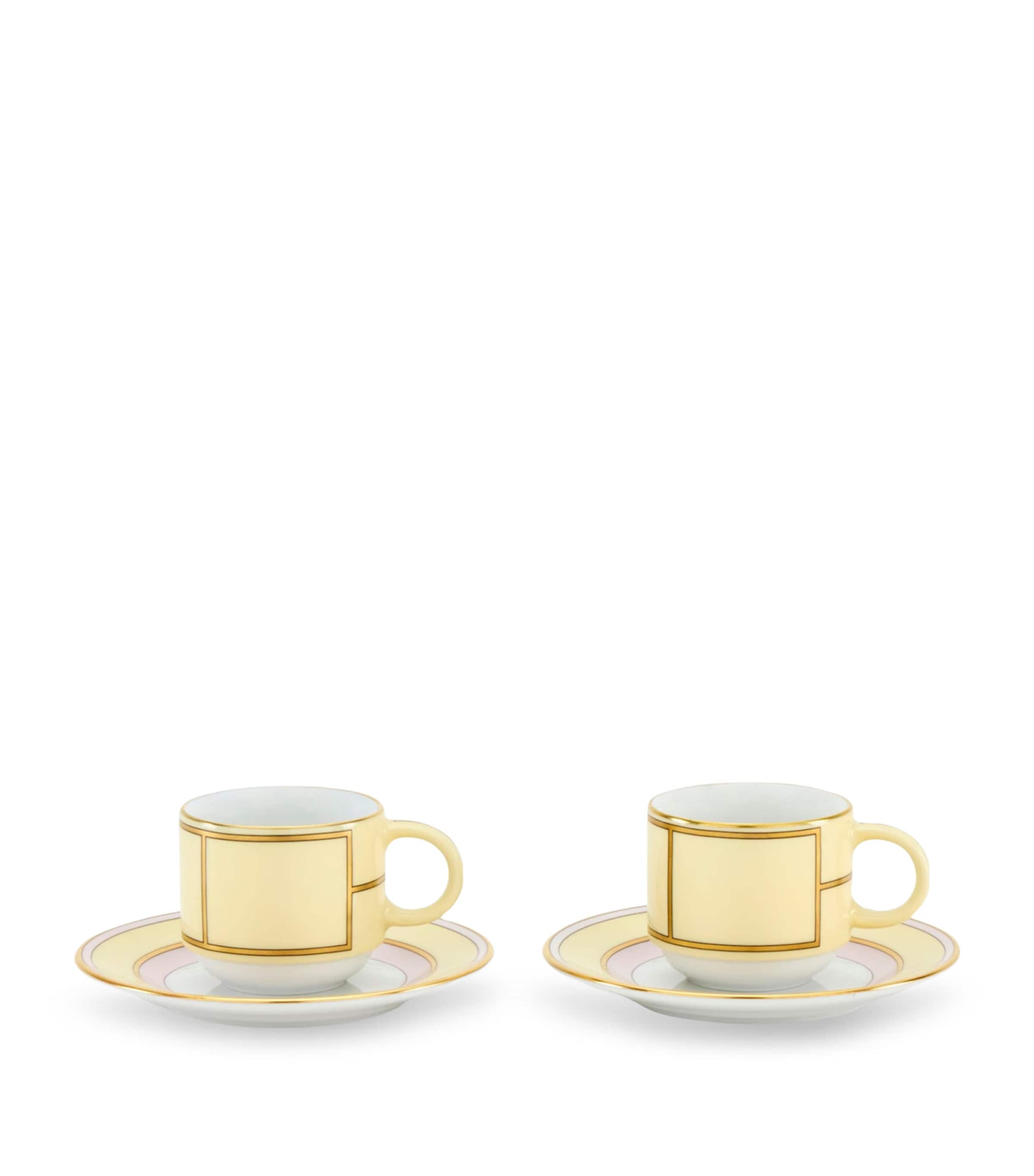 GINORI 1735 Giallo coffee cups and saucers set of 2, UK version