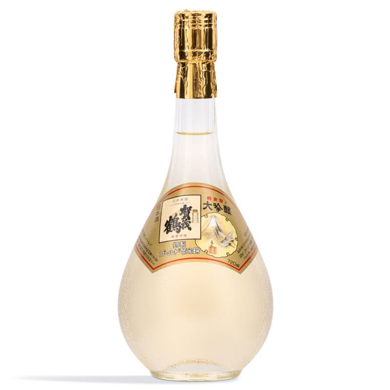 Kamotsuru Shuzo Gold Daiginjo sake with sakura gold flakes, UK version