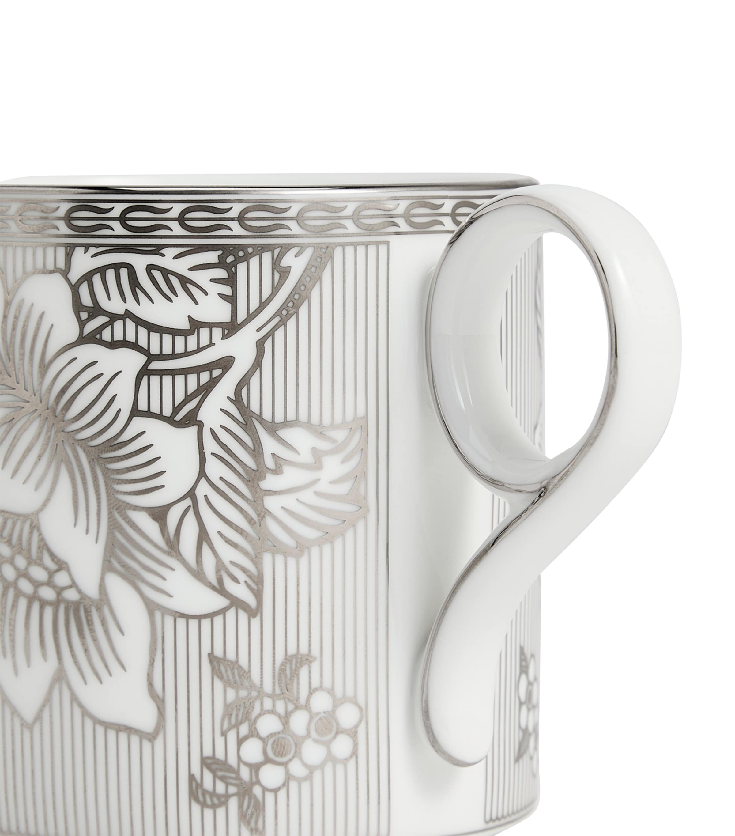Wedgwood Silver Tonquin bone china mugs set of 2 330ml (British brand)