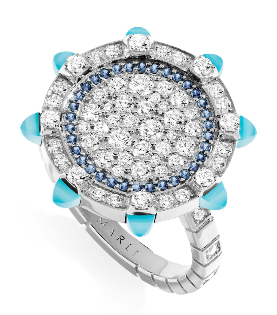 Marli New York white gold diamond and sapphire ring (British brand)