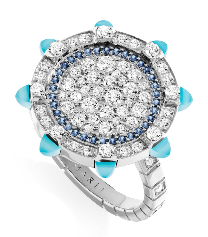 Marli New York white gold diamond and sapphire ring (British brand)
