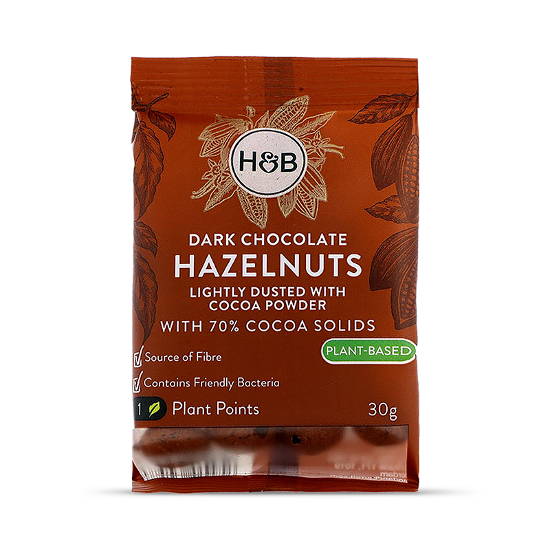 Holland & Barrett dark chocolate hazelnuts 30g, UK version