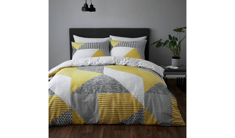 Catherine Lansfield Larsson Geo Ochre bedding set single (British brand)