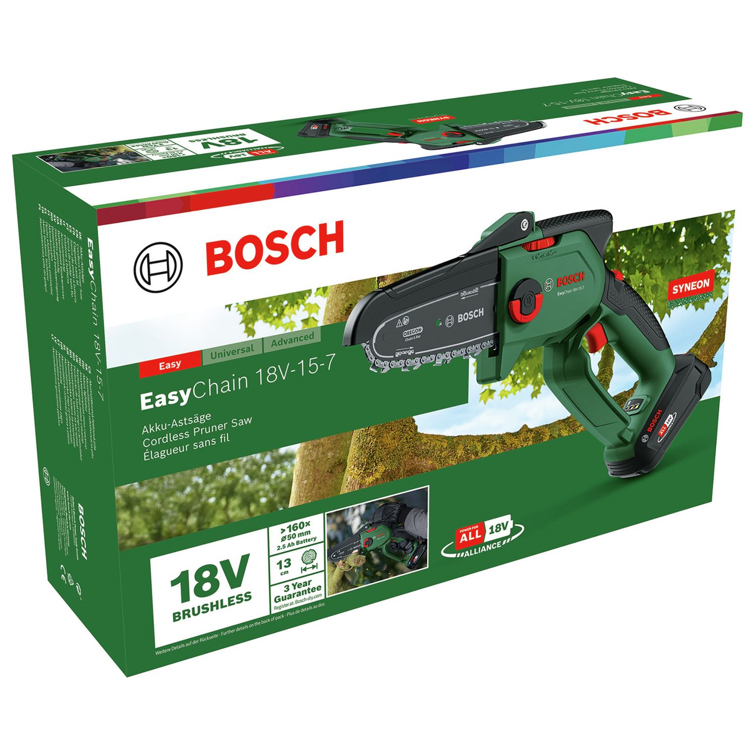 Bosch EasyChain cordless pruner saw 18V 13cm, imported from the UK