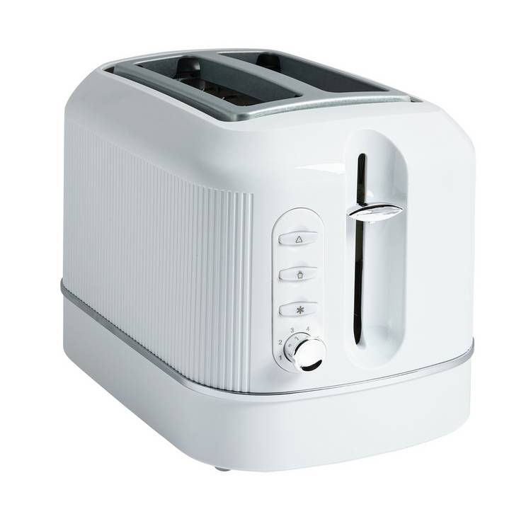 Cookworks Texture Tilly 2 slice toaster white, UK version