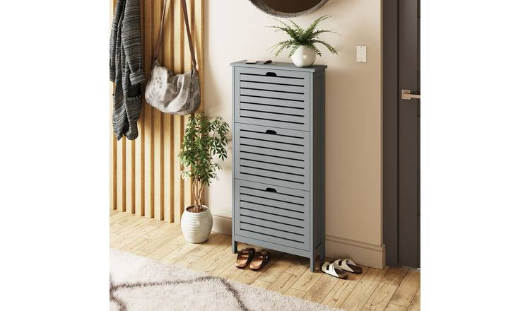 GFW Bergen shoe storage cabinet grey - British product