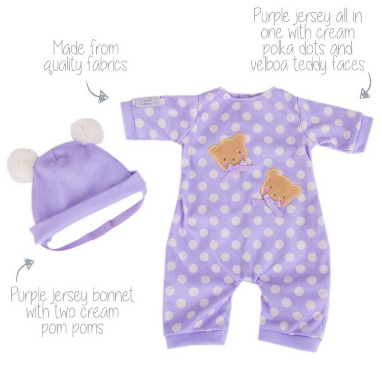 Tiny Treasures Lilac Baby Doll 14 inch - British brand