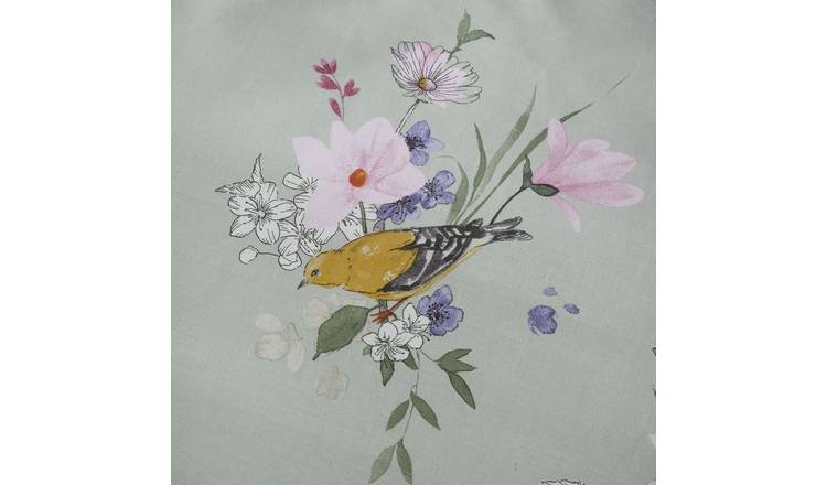 Catherine Lansfield Songbird Print Sage bedding set single, UK version