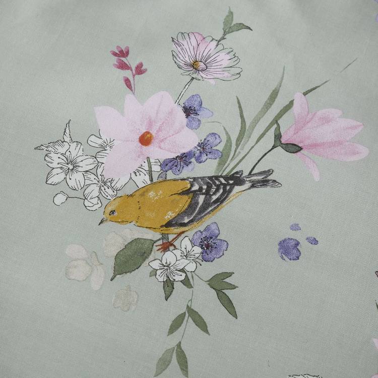 Catherine Lansfield Songbird Print Sage bedding set single, UK version