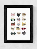 East End Prints Black Cats in Glasses framed print (British brand)