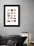 East End Prints Black Cats in Glasses framed print (British brand)