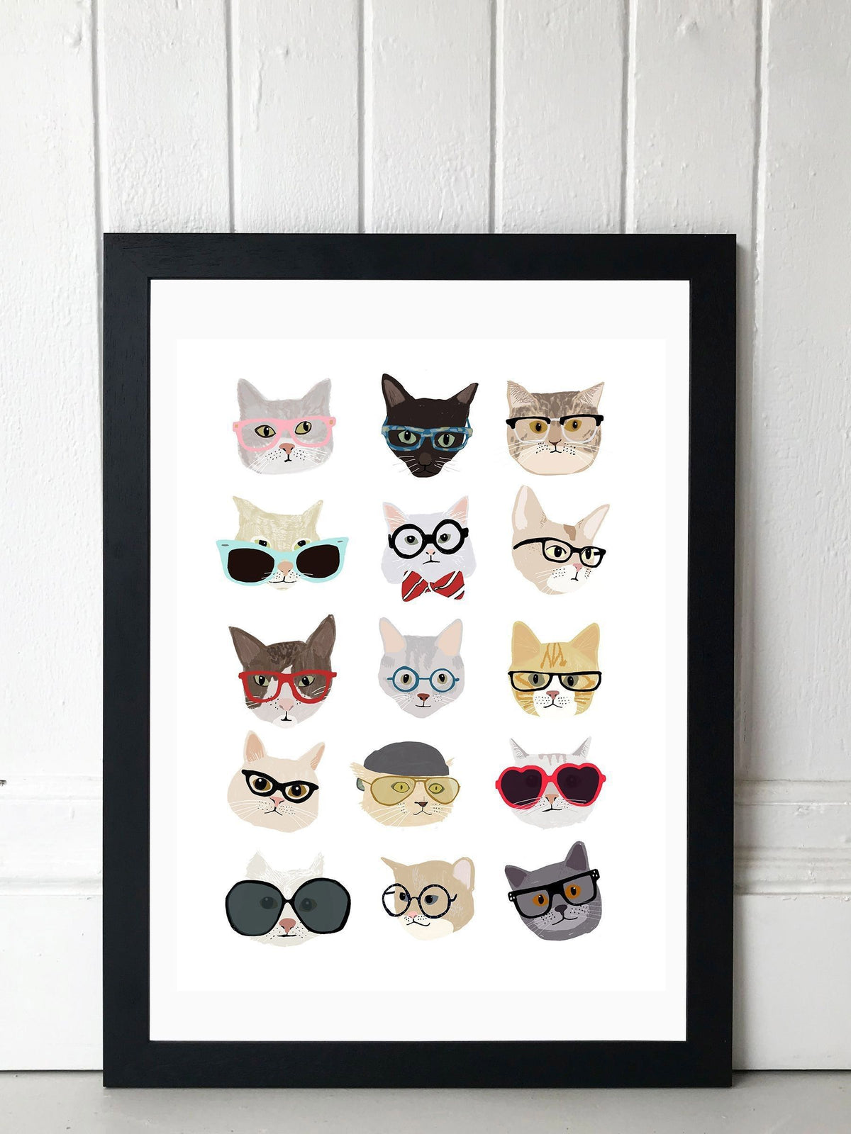 East End Prints Black Cats in Glasses framed print (British brand)