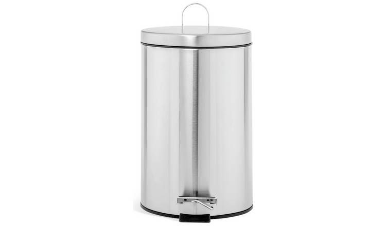 Habitat 12 Litre Brushed Stainless Steel Pedal Bin - Chrome GOODS Argos