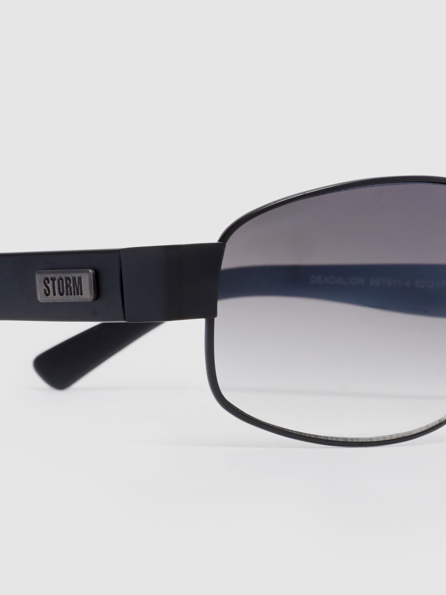Schwarze Deadlion Sonnenbrille mit verspiegelten Gläsern mit Farbverlauf (britische Marke)