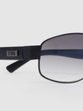 Schwarze Deadlion Sonnenbrille mit verspiegelten Gläsern mit Farbverlauf (britische Marke)