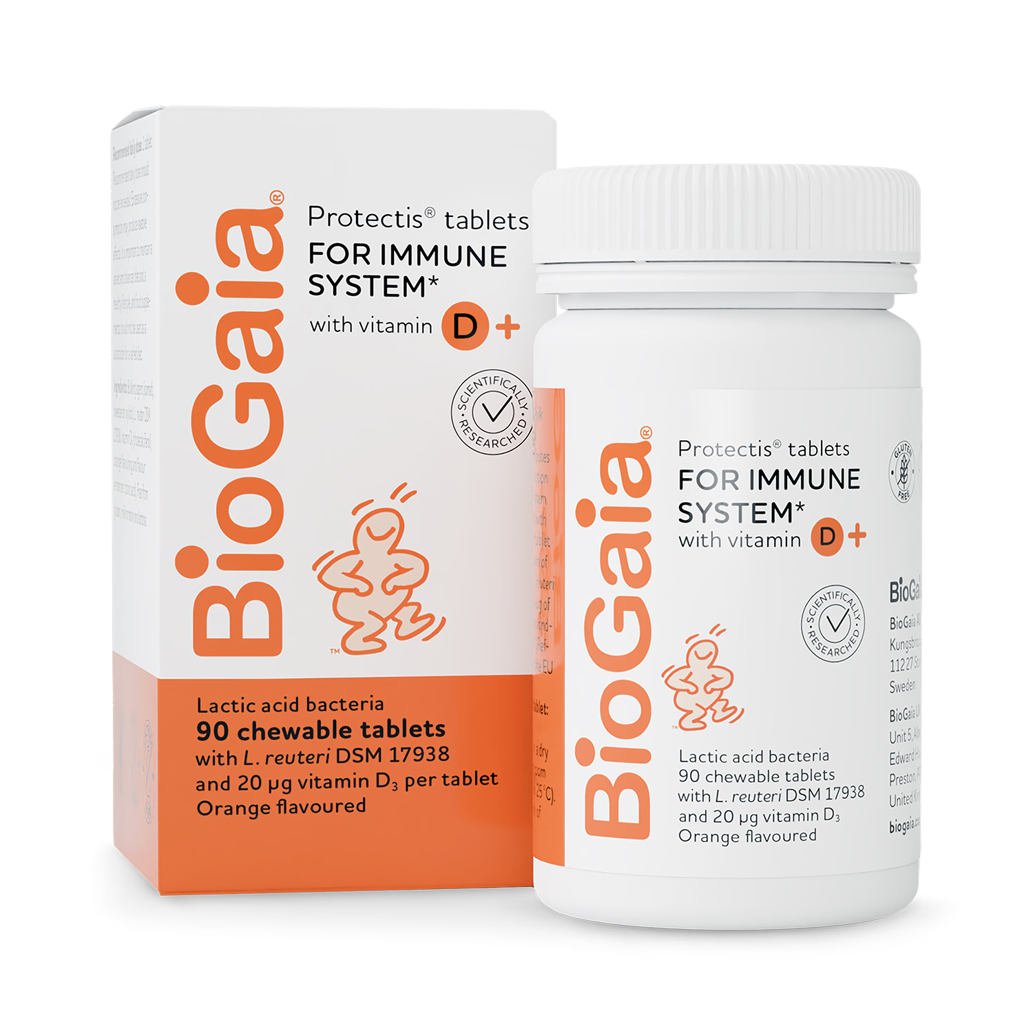 BioGaia Protectis D+ probiotic vitamin D tablets 90 count (British brand)