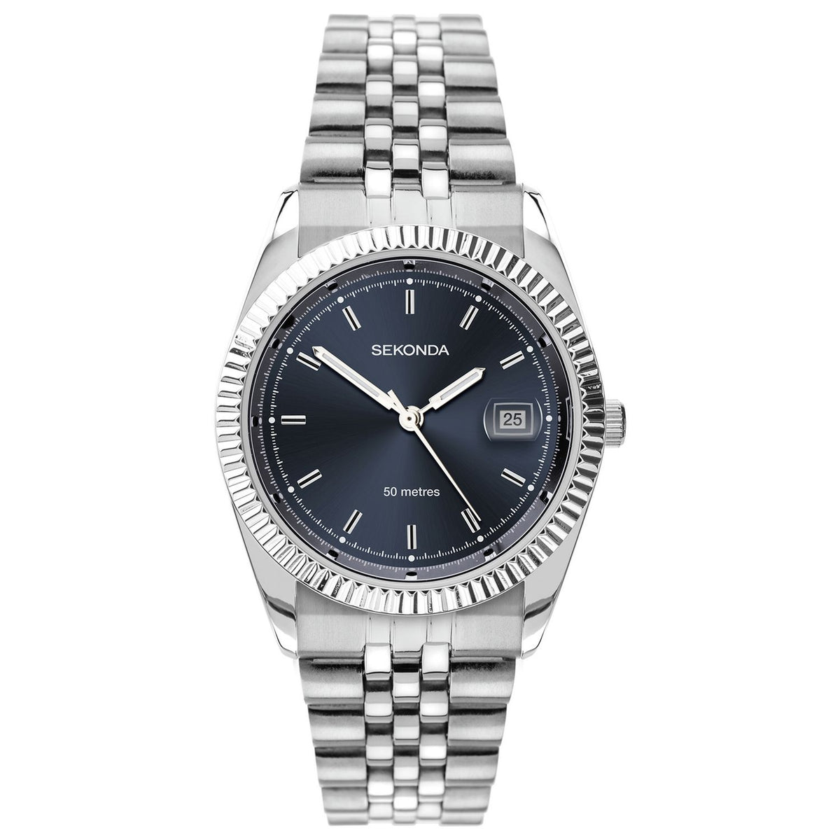 Sekonda men's blue dial stainless steel watch (British brand)