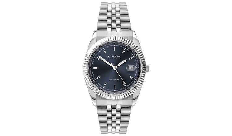 Sekonda men's blue dial stainless steel watch (British brand)