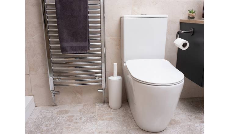 Addis white toilet brush with cleaner compartment (British brand)