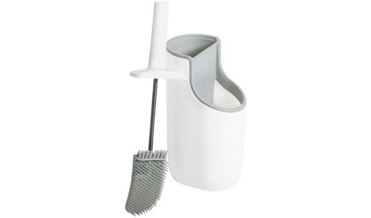 Addis white toilet brush with cleaner compartment (British brand)