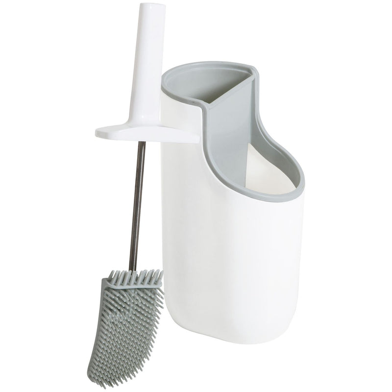 Addis white toilet brush with cleaner compartment (British brand)