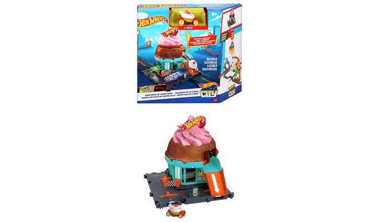 Hot Wheels City Downtown Ice Cream Swirl Vehicle Playset GOODS Argos