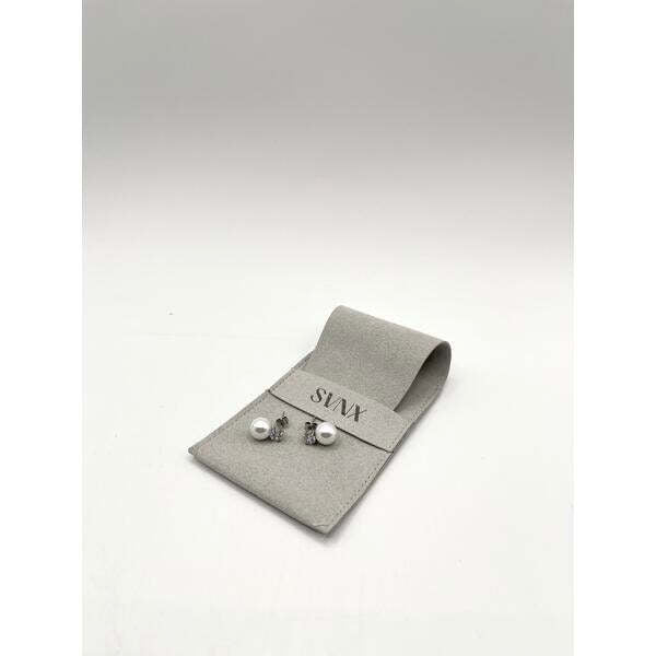 SVNX Pearl Diamante earrings in silver - British product